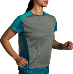BROOKS Women's Sprint Free Short Sleeve 2.0 (367 - Dark Pebble/Lagoon/Nile Green) -Clothing Serie Shop 1A4192EE 4680 4330 9C7B DEC199AAD136