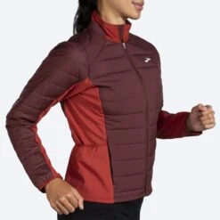 BROOKS Women's Shield Hybrid Jacket 2.0 (223 - Run Raisin/Copper) -Clothing Serie Shop 221557 223 mv shield hybrid jacket womens running jacket