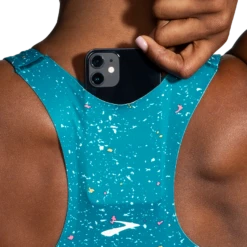 BROOKS Women's Drive 3 Pocket Run Bra (464 - Lagoon Speckle Print) -Clothing Serie Shop 7112031A C9B7 46A1 BC34 EB99B06F0151