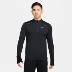 Nike Men's Therma-Fit Repel Element 1/2 Zip Running Top (010 - Black/Reflective Silver)