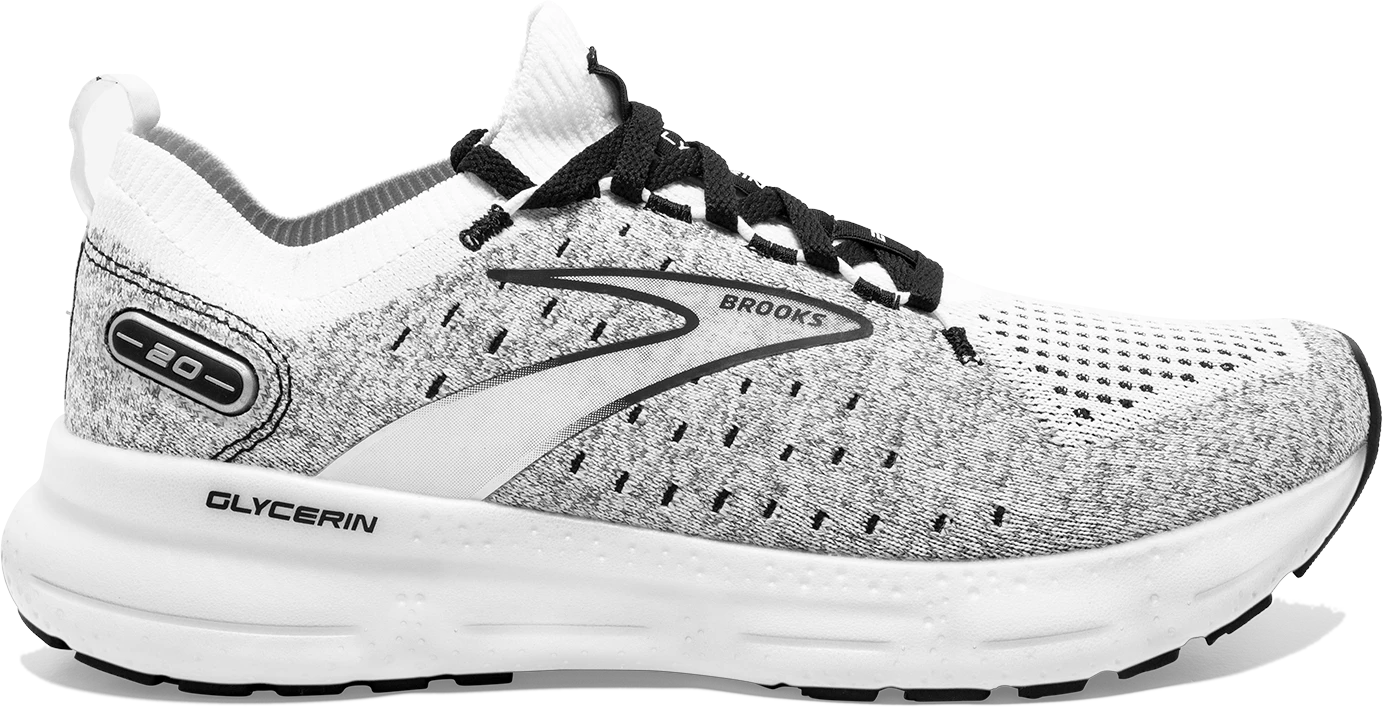 BROOKS Men’s Glycerin Stealthfit 20 (135 - White/Grey/Black)
